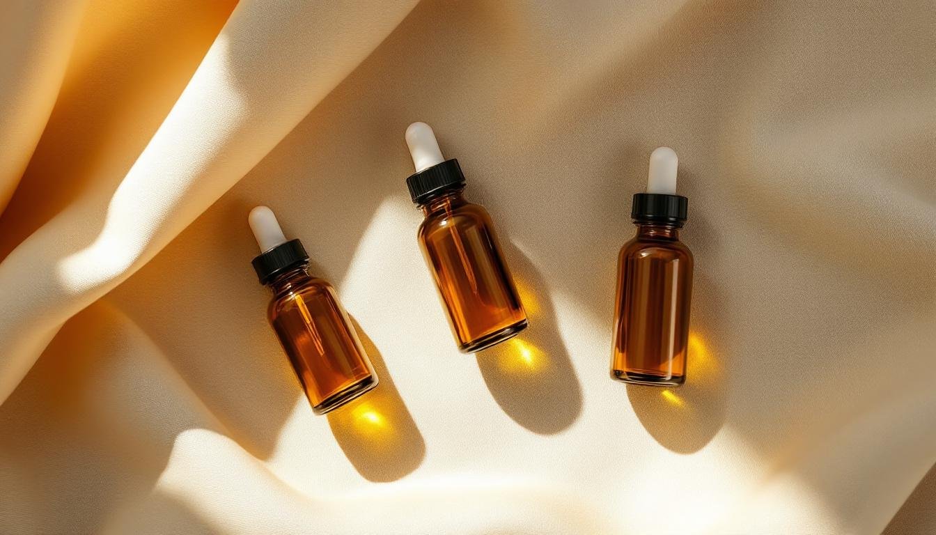 Injectable vials arranged in a row under even editorial light